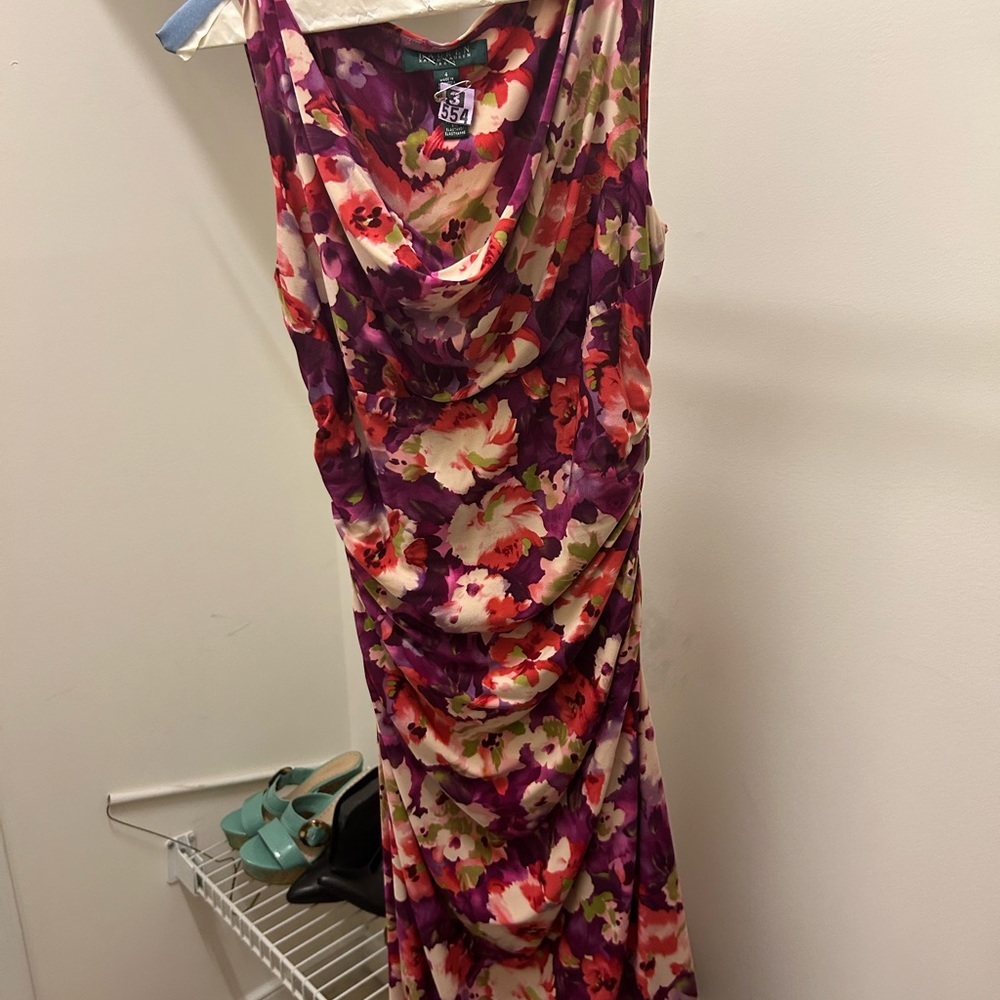 Lauren dress flowered and ruched